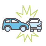 Icon of two cars colliding.