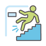 Icon of a man falling down the stairs.